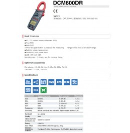 کلمپ متر دیجیتال SANWA سانوا تایوانی - 600 آمپری AC-DC - مدل DCM600DR - TRUE RMS
